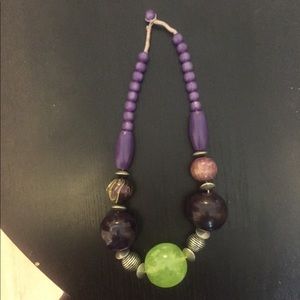 Beautiful chunky necklace- purple and green stones